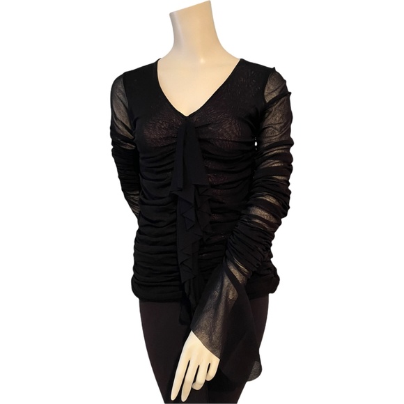 Jean Paul Gaultier Black Ruched Top Size Large but would fit Medium - Picture 3 of 5